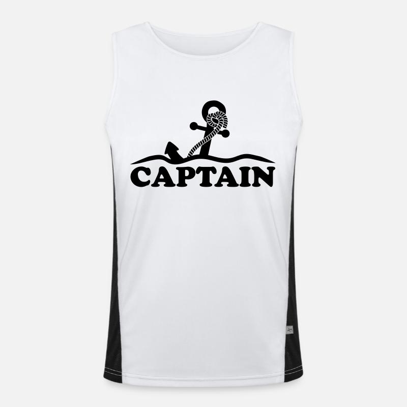 Anchor under water waves Captain design Men's Functional Contrast Tank Top 