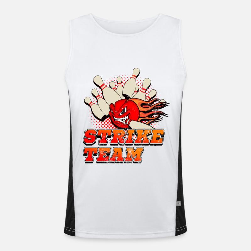 Bowling, Bowling strike Funktionelles Kontrast-Tank Top für Männer 