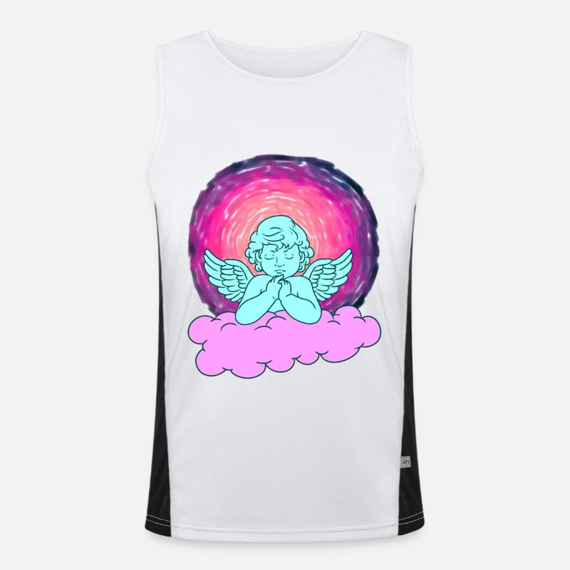 Engel Himmlisch Wolke Himmel Jenseits Schutzengel Funktionelles Kontrast-Tank Top für Männer 