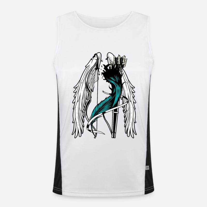 Fantasy Feathers Bow Sagittarius Arrow Wings Warrior Men's Functional Contrast Tank Top 