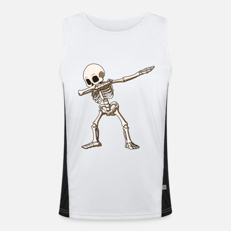 Dab Skelett Dabbing Gerippe Halloween Tanz Funktionelles Kontrast-Tank Top für Männer 