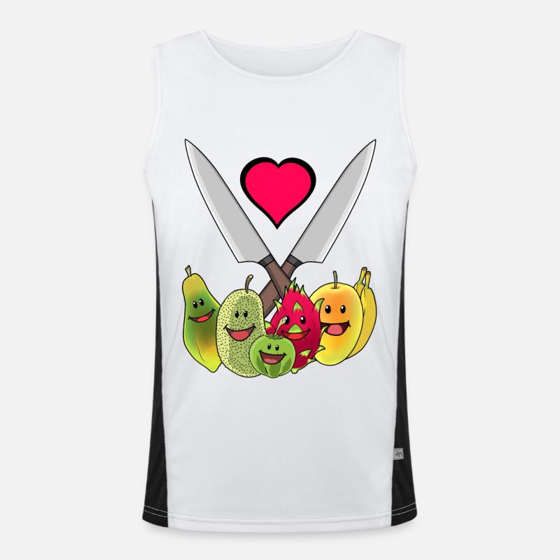 Küchenmesser Vegetarisch Früchte exotisch Obst Funktionelles Kontrast-Tank Top für Männer 