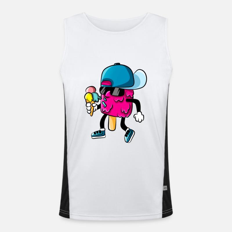 Coole Eiskreme Eis Lustiger Cartoon Kinder Funktionelles Kontrast-Tank Top für Männer 