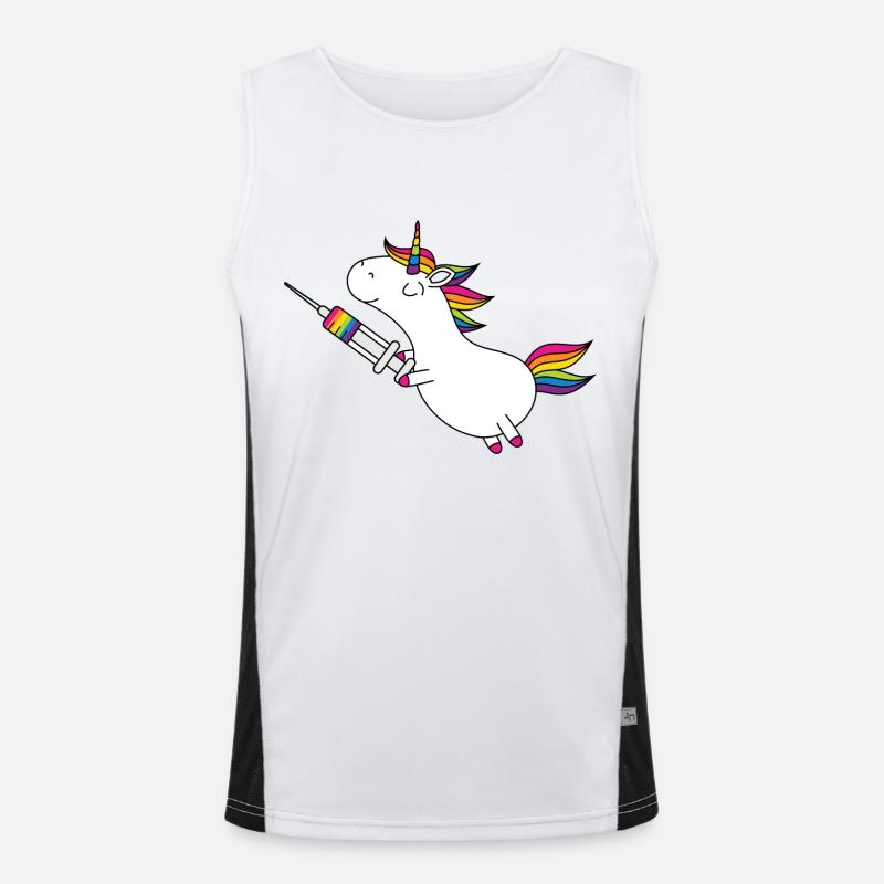 Immunicorn Einhorn mit Regenbogen Spritze Funktionelles Kontrast-Tank Top für Männer 