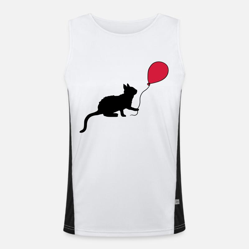 Red Balloon Kitten Plays - Men's Functional Contrast Tank Top  - white/black