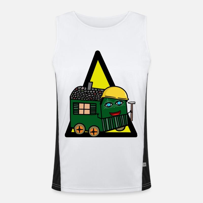 Bauen Baustelle Bauwagen Bauherr Gewerbe Funktionelles Kontrast-Tank Top für Männer 