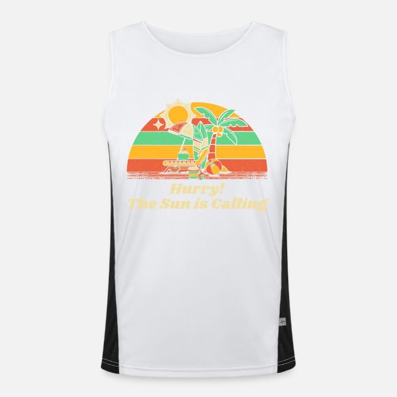 Hurry! The Sun is Calling Summer Trip Tropical Funktionelles Kontrast-Tank Top für Männer 