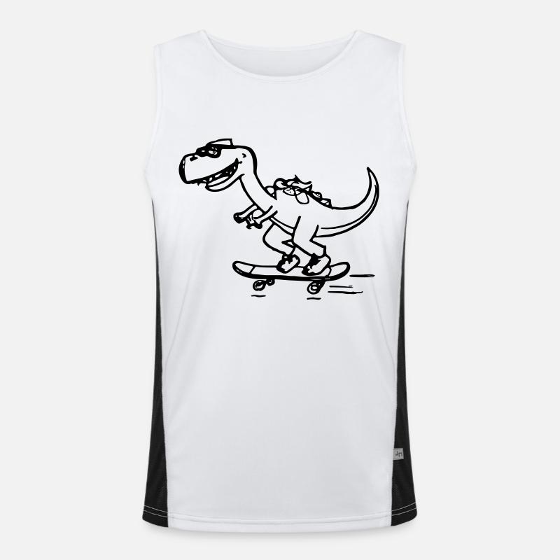 Dinosaur Skateboard Drôle d’idée cadeau Débardeur respirant contrasté Homme 