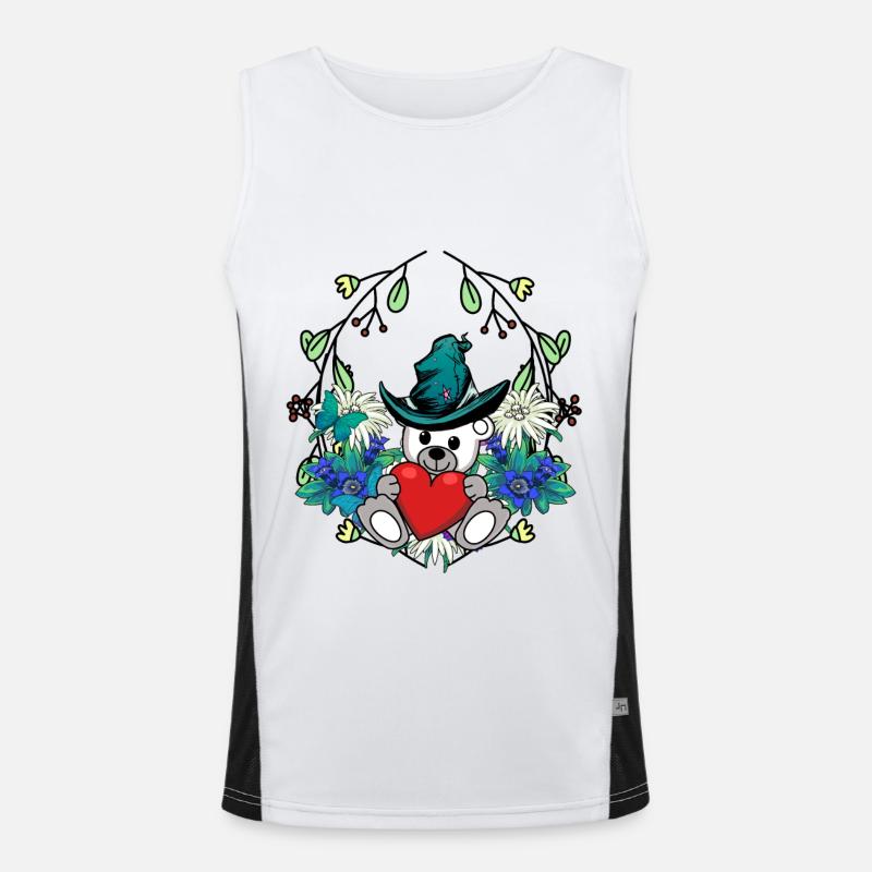 Frühlingsanfang Bär Teddybär Wichtel Zwerg Kinder Funktionelles Kontrast-Tank Top für Männer 