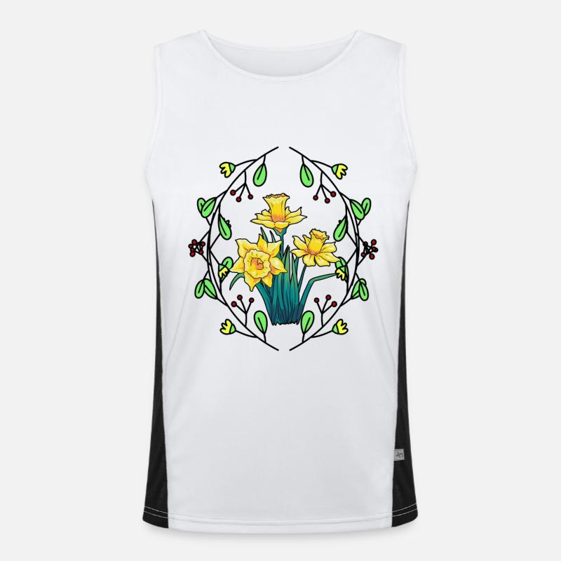 Cuisson des fleurs Jonquilles Nature Jardinier Flore Débardeur respirant contrasté Homme 