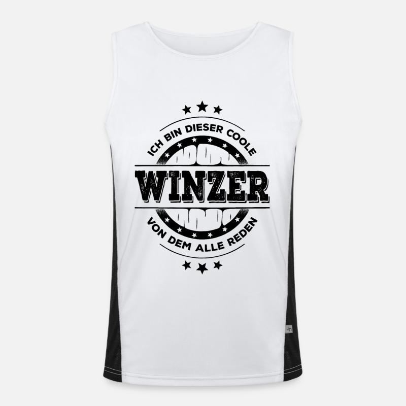 Winzer Kollegen Geburtstag Weinbauer Geschenk Funktionelles Kontrast-Tank Top für Männer 