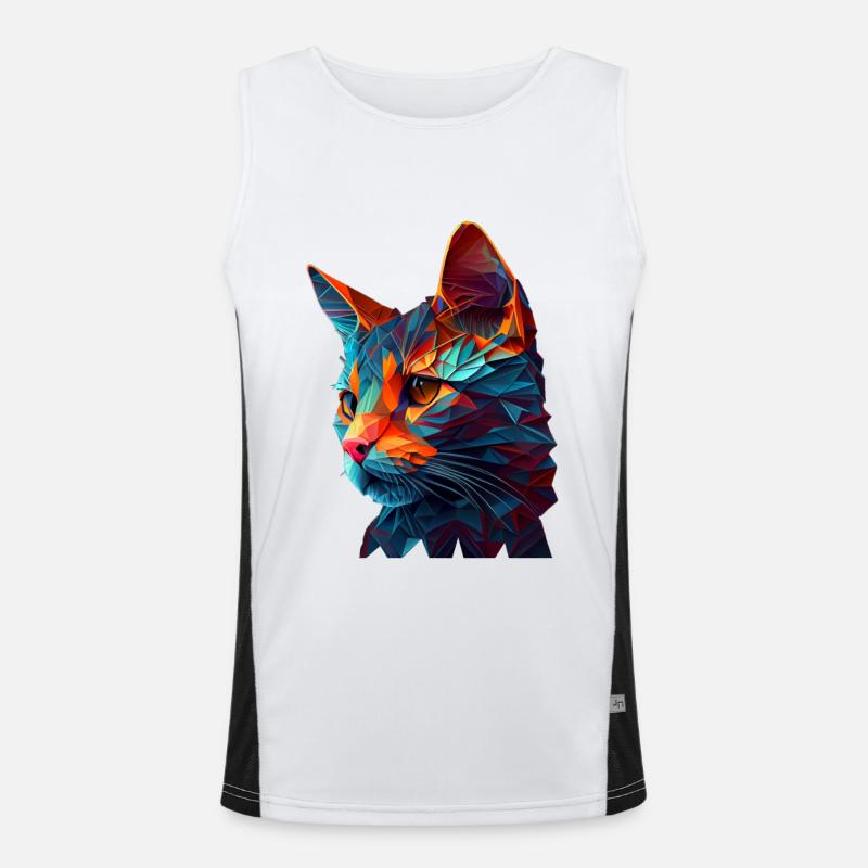 Katze Katzen Kätzchen Polygon Katze Funktionelles Kontrast-Tank Top für Männer 
