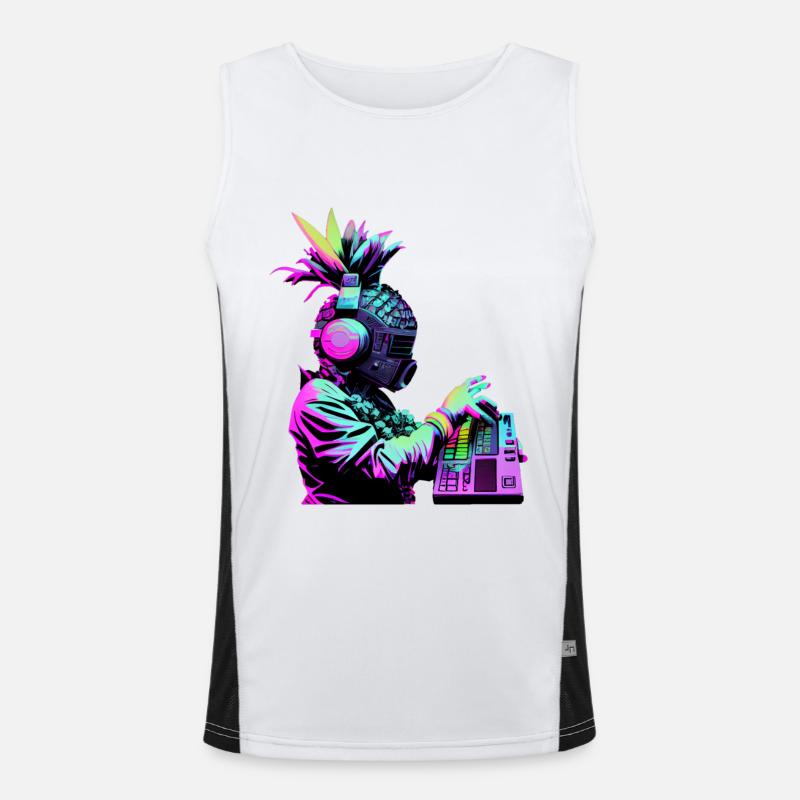 EDM Music Rave Festival Pineapple Techno Men's Functional Contrast Tank Top 