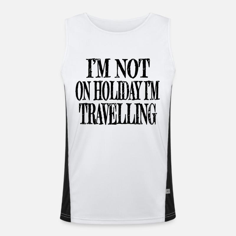 Hiking Travel Bug Calligraphic Backpacking Men's Functional Contrast Tank Top 