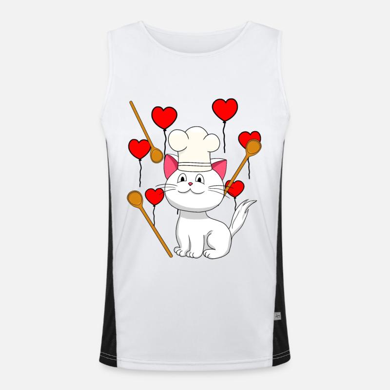 Cat Chef Birthday Gift Hobby Chef Cooking Men's Functional Contrast Tank Top 