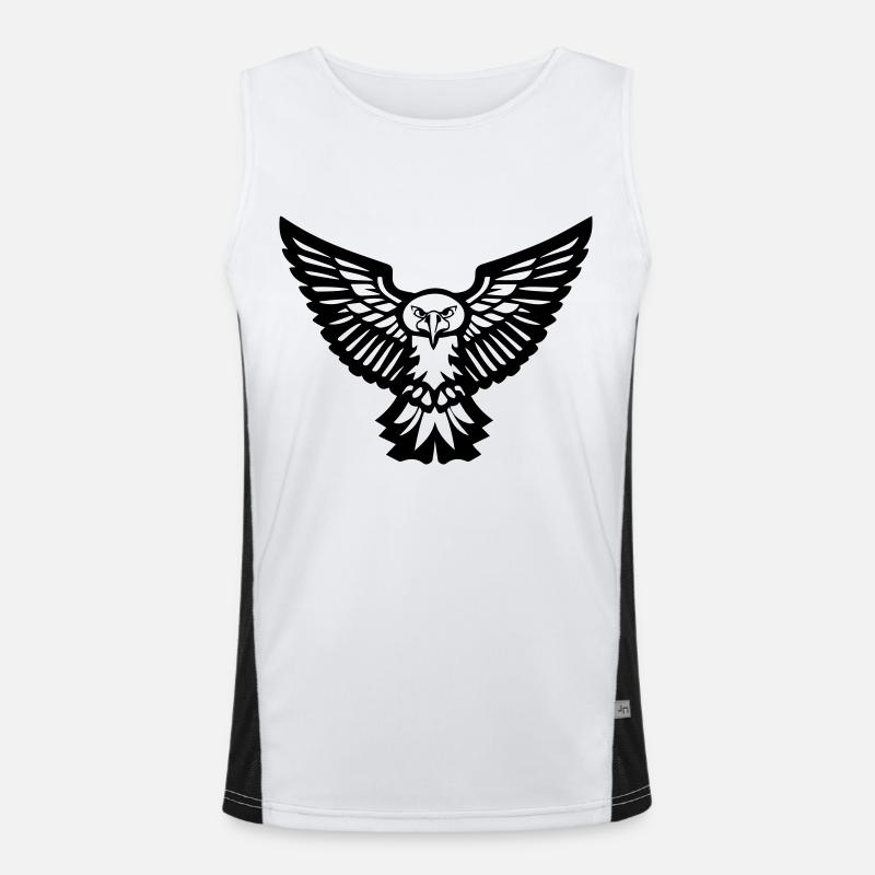 Vogeltyphibou oder fliegender Adler vorne Funktionelles Kontrast-Tank Top für Männer 