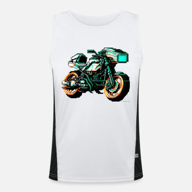 Moto de machine de course dans de superbes graphismes 8 bits Débardeur respirant contrasté Homme 