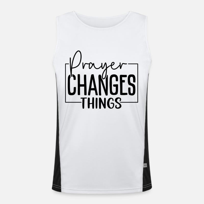 Prayer Changes Things - Men's Functional Contrast Tank Top  - white/black