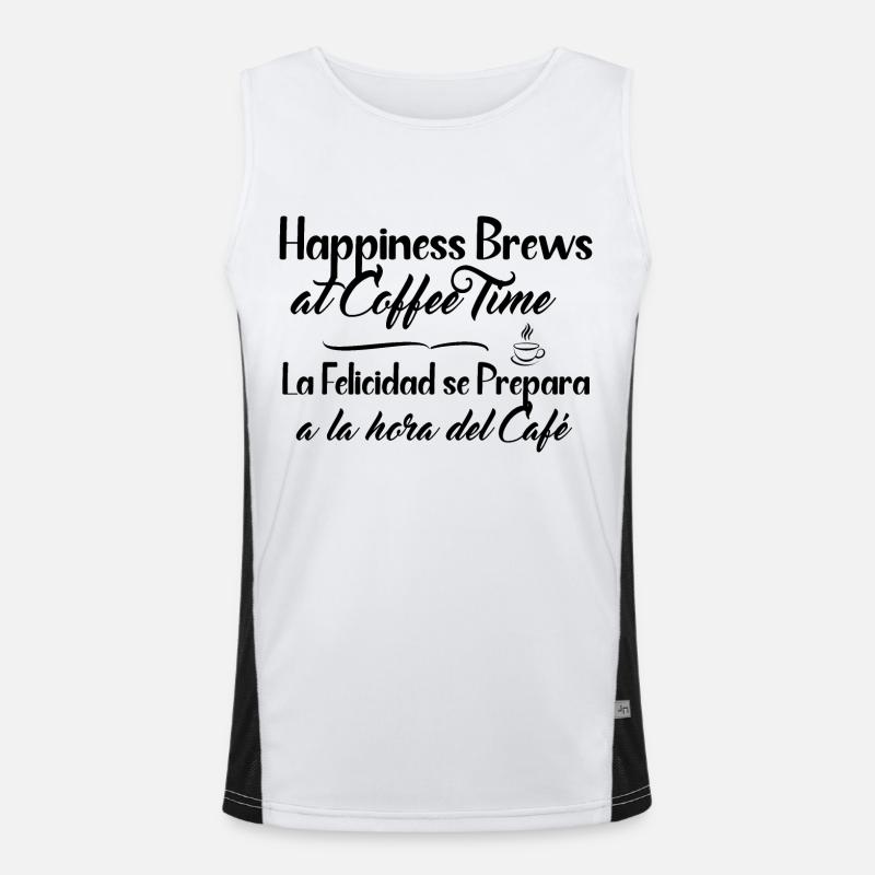 Happiness and Coffee Time - Spanisch und Englisch Funktionelles Kontrast-Tank Top für Männer 