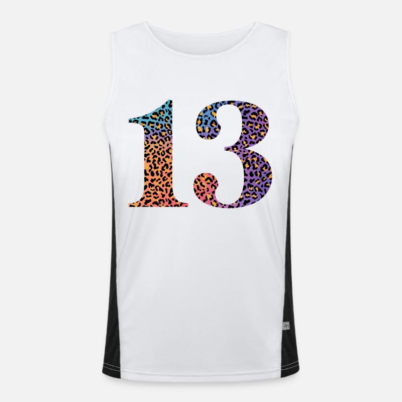 13th Birthday Leopard Men's Functional Contrast Tank Top 