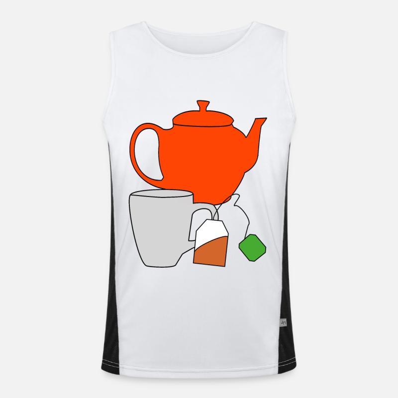 Genuss Tee Getränk Teekanne Teebeutel Tasse Durst Funktionelles Kontrast-Tank Top für Männer 