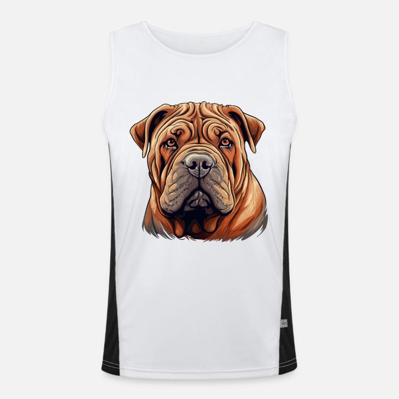 Shar Pei Funktionelles Kontrast-Tank Top für Männer 