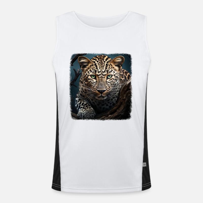 Leoparde realistic Leopard - Men's Functional Contrast Tank Top  - white/black