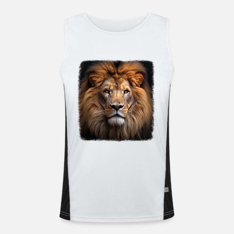 Lions realistic lion Men's Functional Contrast Tank Top 