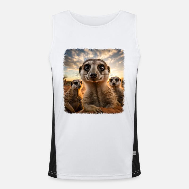 Meerkat realistic Erdmännchen Funktionelles Kontrast-Tank Top für Männer 
