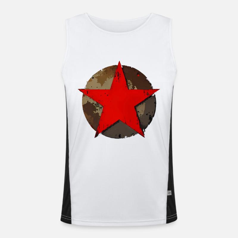 Star circle rusty vintage red Men's Functional Contrast Tank Top 