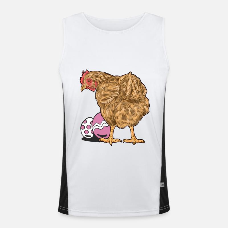 Chicken, Poultry, Poultry, Eggs, Egg, Easter, Easter Egg Men's Functional Contrast Tank Top 