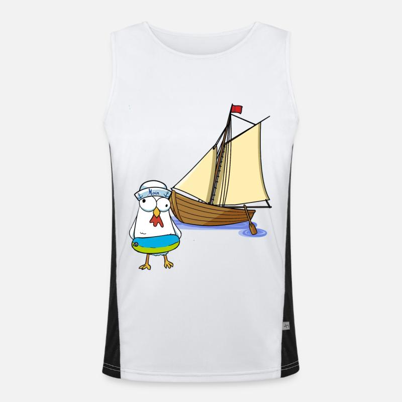 Hühner Matrosen Boot Strand Schwimmring Ahoi Funktionelles Kontrast-Tank Top für Männer 