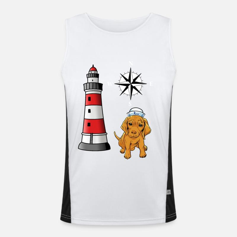 maritim Seehund Seefahrer Matrose Hund Leuchtturm Funktionelles Kontrast-Tank Top für Männer 