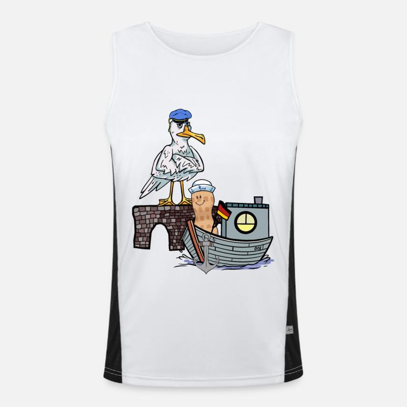 Mouette Maritime Oiseau Sailor Boat Peanut Ship Débardeur respirant contrasté Homme 