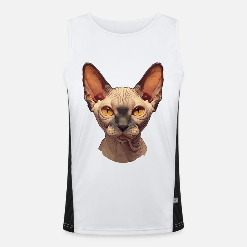 Sphynx Kitten Sphynx Cat - Men's Functional Contrast Tank Top  - white/black