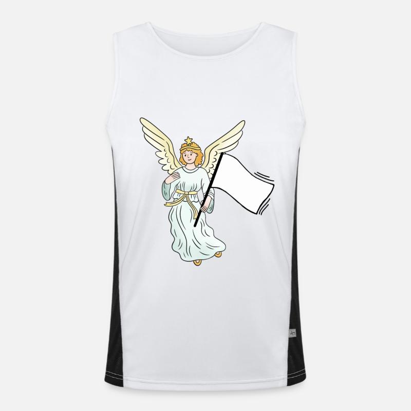 Engel Schutzengel Weißefahne Frieden Peace Funktionelles Kontrast-Tank Top für Männer 