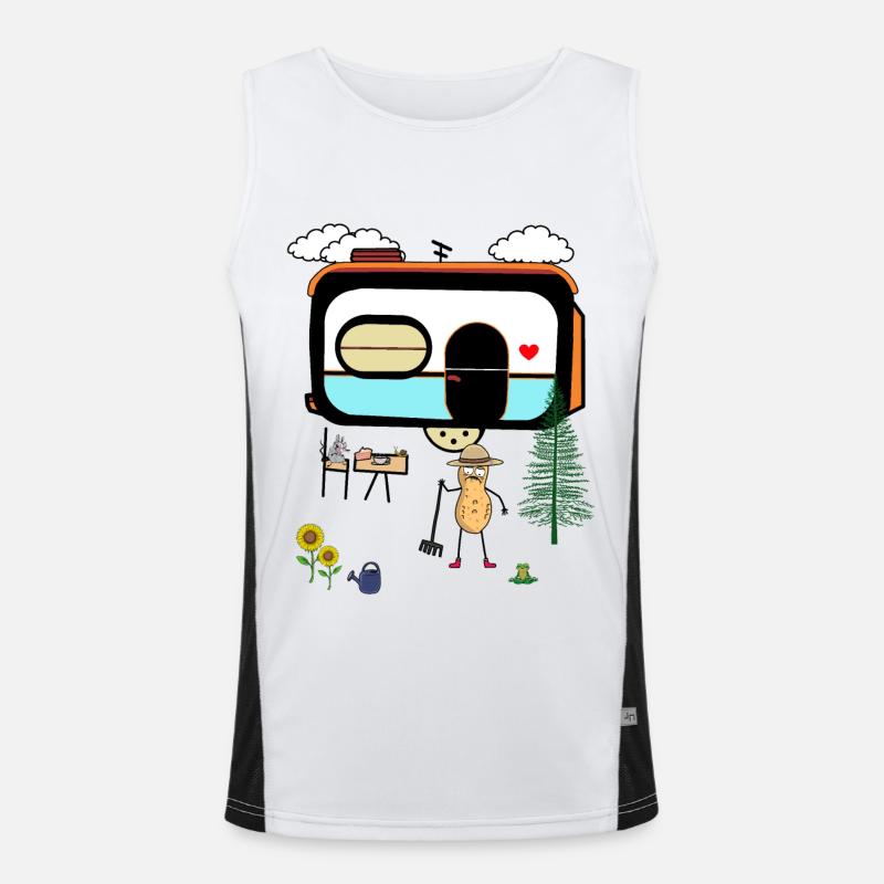 Erdnuss Camping Wohnwagen Urlaub Ferien Nuss Funktionelles Kontrast-Tank Top für Männer 