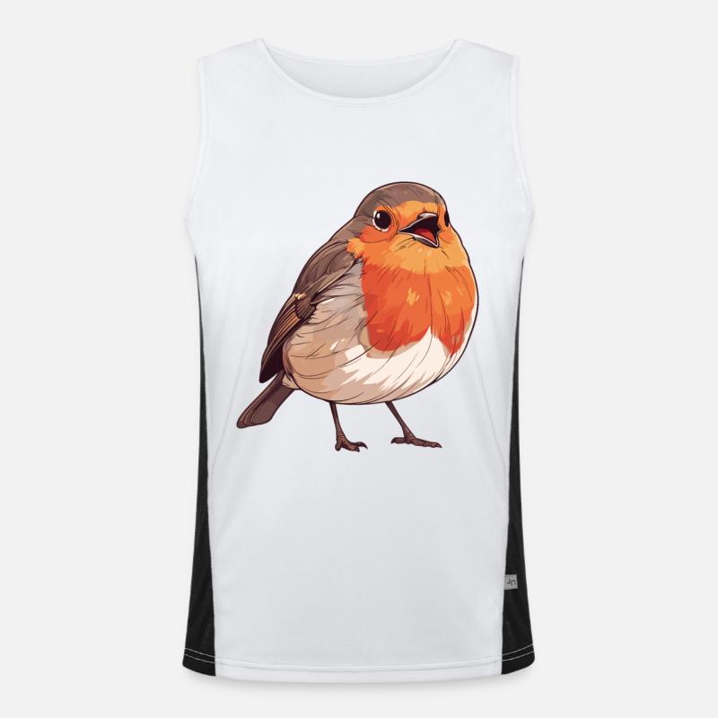 Robin Rotkehlchen - Men's Functional Contrast Tank Top  - white/black