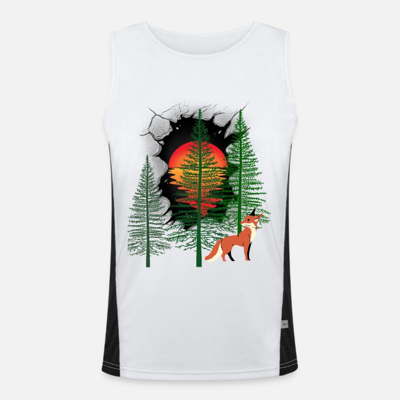 Forest Dwellers Fox Foxes Sunset Fairy Tale Men's Functional Contrast Tank Top 