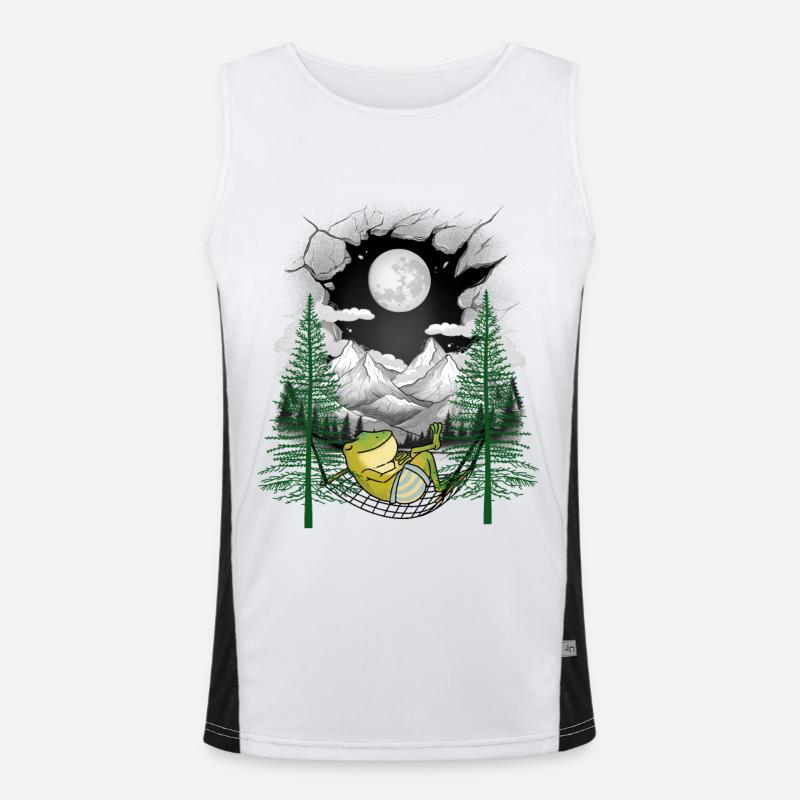 Frog frogs hammock chill nature lover Men's Functional Contrast Tank Top 