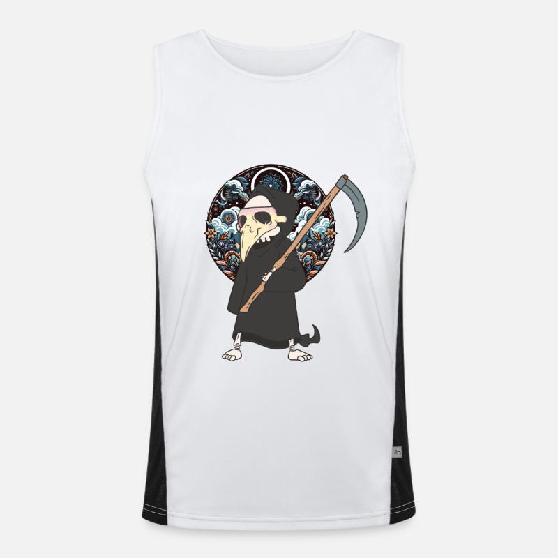 Halloween Sensenmann Tod Mittelalter Funktionelles Kontrast-Tank Top für Männer 