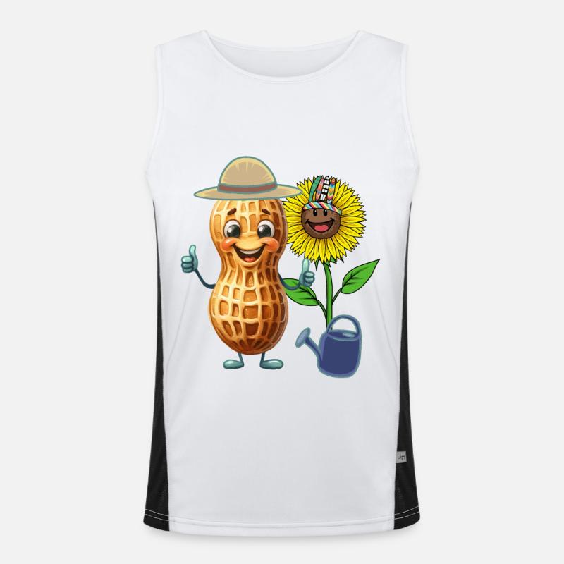 Erdnuss Hippie Sonnenblume Gärtner Garten Nuss Funktionelles Kontrast-Tank Top für Männer 