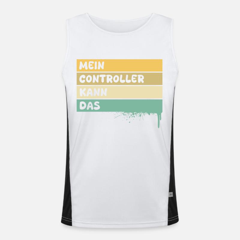 Gift for Controller - Men's Functional Contrast Tank Top  - white/black