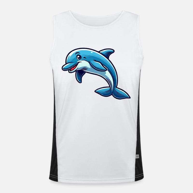dolphin dolphin comic - Men's Functional Contrast Tank Top  - white/black