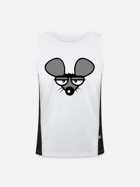 Maus Guckt Böse Wütend Frustriert Sauer Aggressiv - Funktionelles Kontrast-Tank Top für Männer  - Weiß/Schwarz - Vorne