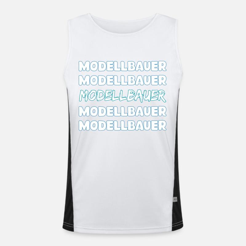 Gift for model builder - Men's Functional Contrast Tank Top  - white/black