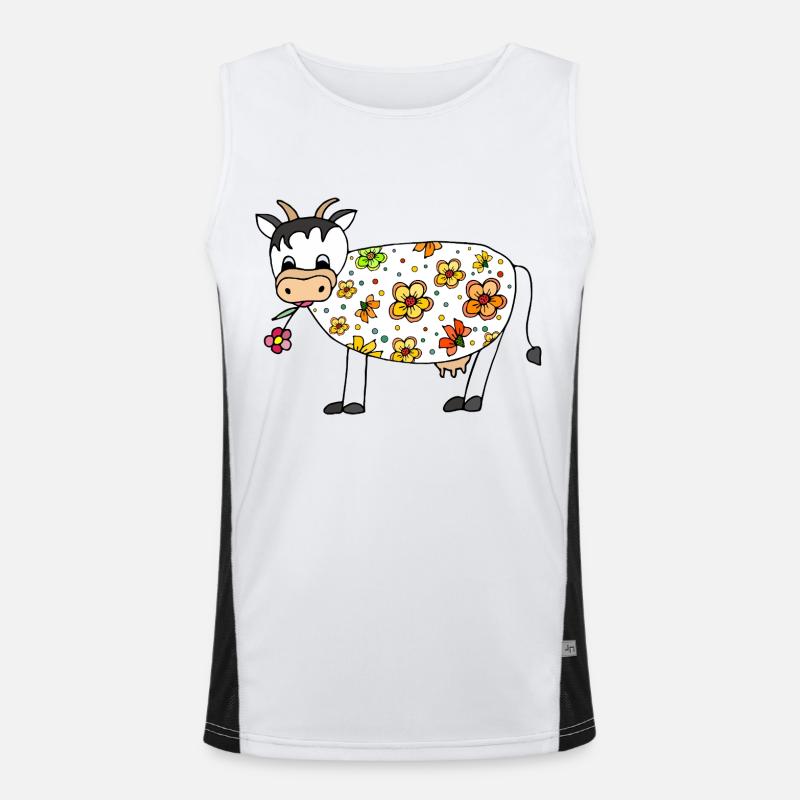 Cow - Men's Functional Contrast Tank Top  - white/black