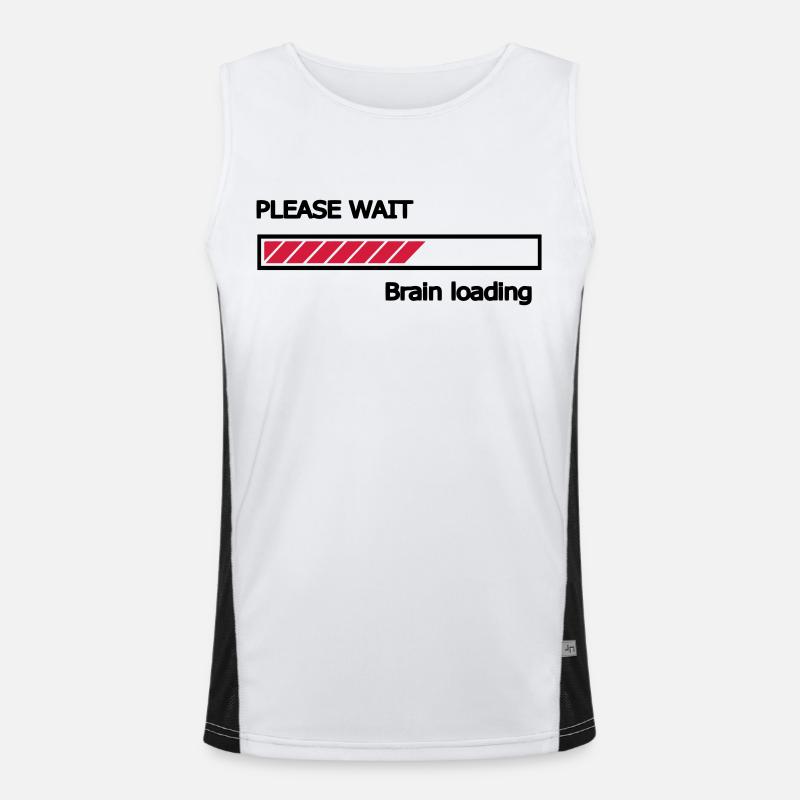 Please wait Brain loading Ladebalken Loading Bar Funktionelles Kontrast-Tank Top für Männer 