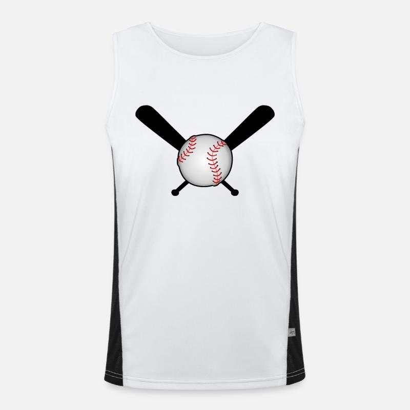 Baseball with baseball bat over cross Men's Functional Contrast Tank Top 