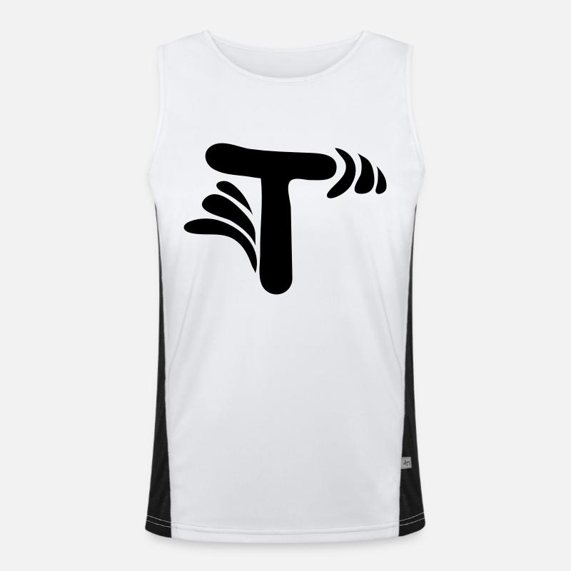 Letter T & Pattern - Men's Functional Contrast Tank Top  - white/black